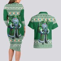 Ireland Christmas Couples Matching Long Sleeve Bodycon Dress and Hawaiian Shirt Irish Santa Claus - Wonder Print Shop