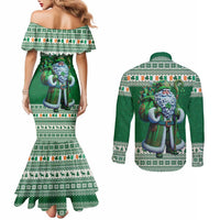 Ireland Christmas Couples Matching Mermaid Dress and Long Sleeve Button Shirt Irish Santa Claus - Wonder Print Shop