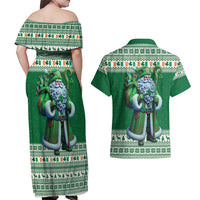 Ireland Christmas Couples Matching Off Shoulder Maxi Dress and Hawaiian Shirt Irish Santa Claus - Wonder Print Shop