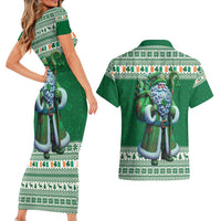 Ireland Christmas Couples Matching Short Sleeve Bodycon Dress and Hawaiian Shirt Irish Santa Claus - Wonder Print Shop