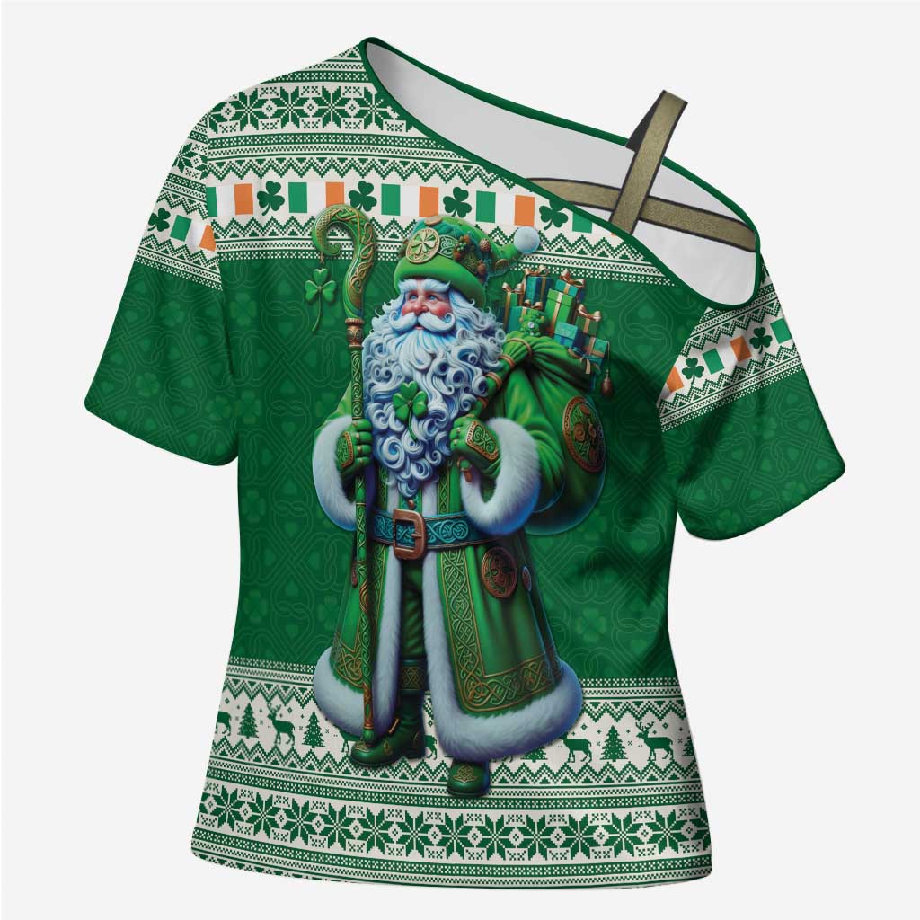 Ireland Christmas Cross Shoulder Shirt Irish Santa Claus - Wonder Print Shop