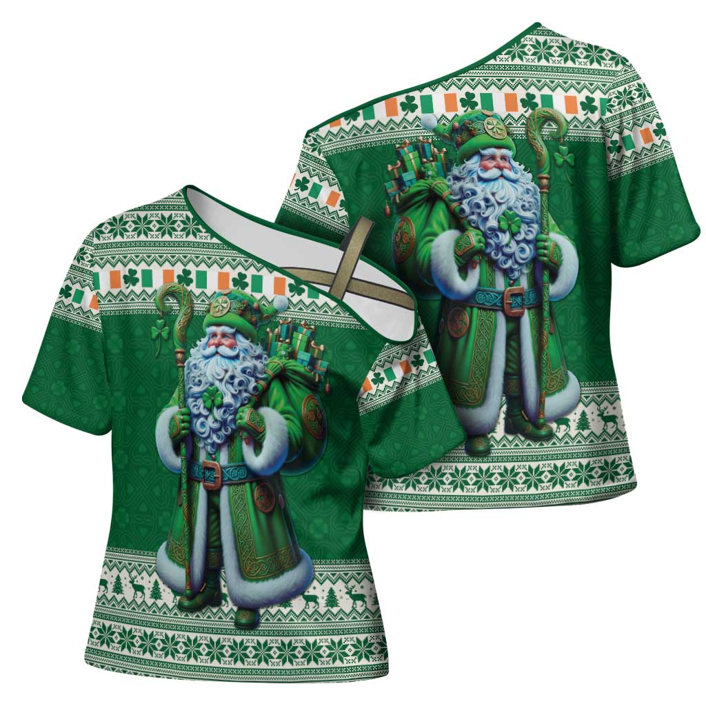 Ireland Christmas Cross Shoulder Shirt Irish Santa Claus - Wonder Print Shop