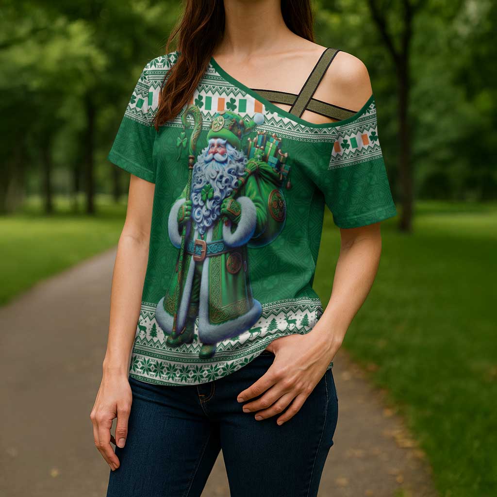 Ireland Christmas Cross Shoulder Shirt Irish Santa Claus - Wonder Print Shop