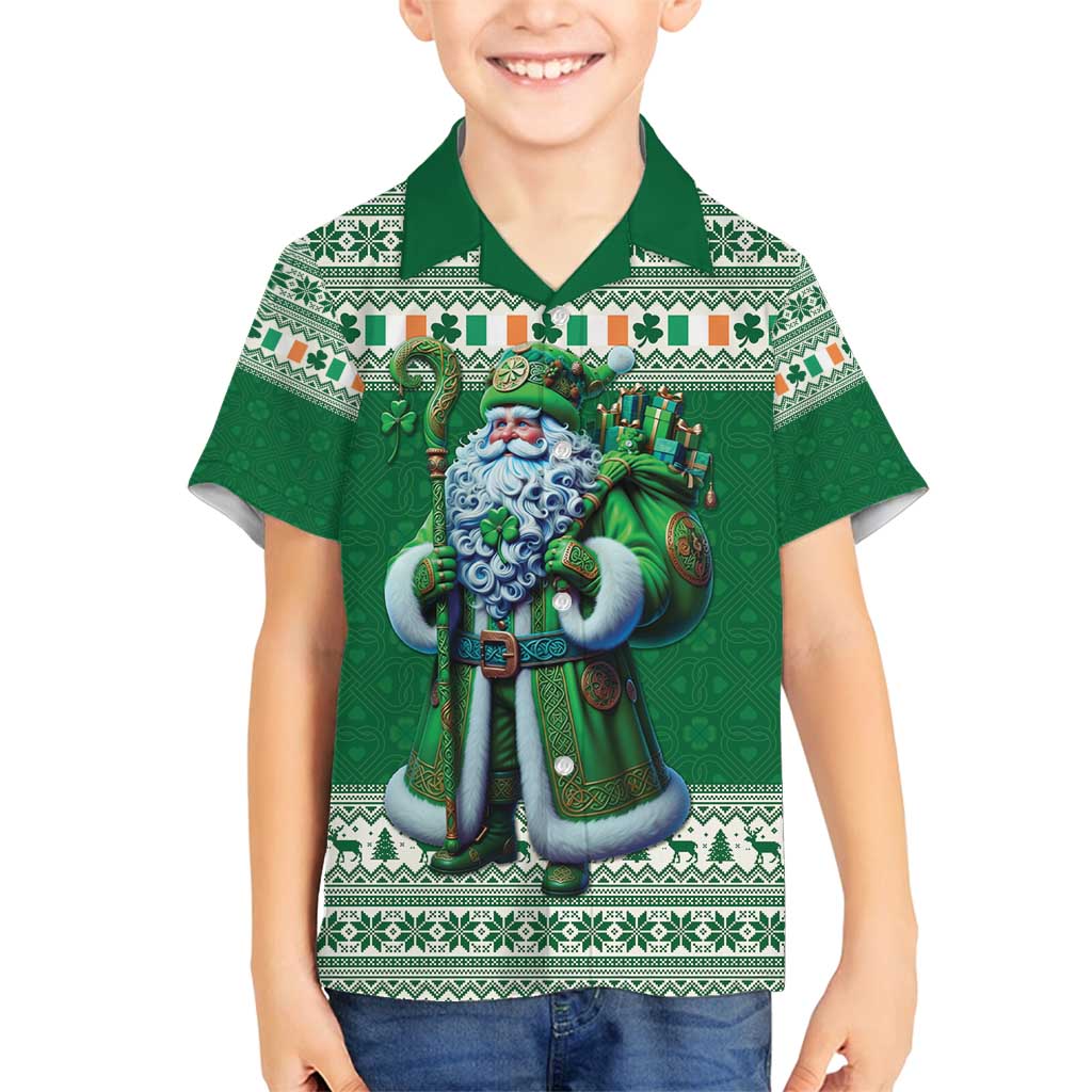 Ireland Christmas Family Matching Long Sleeve Bodycon Dress and Hawaiian Shirt Irish Santa Claus - Wonder Print Shop