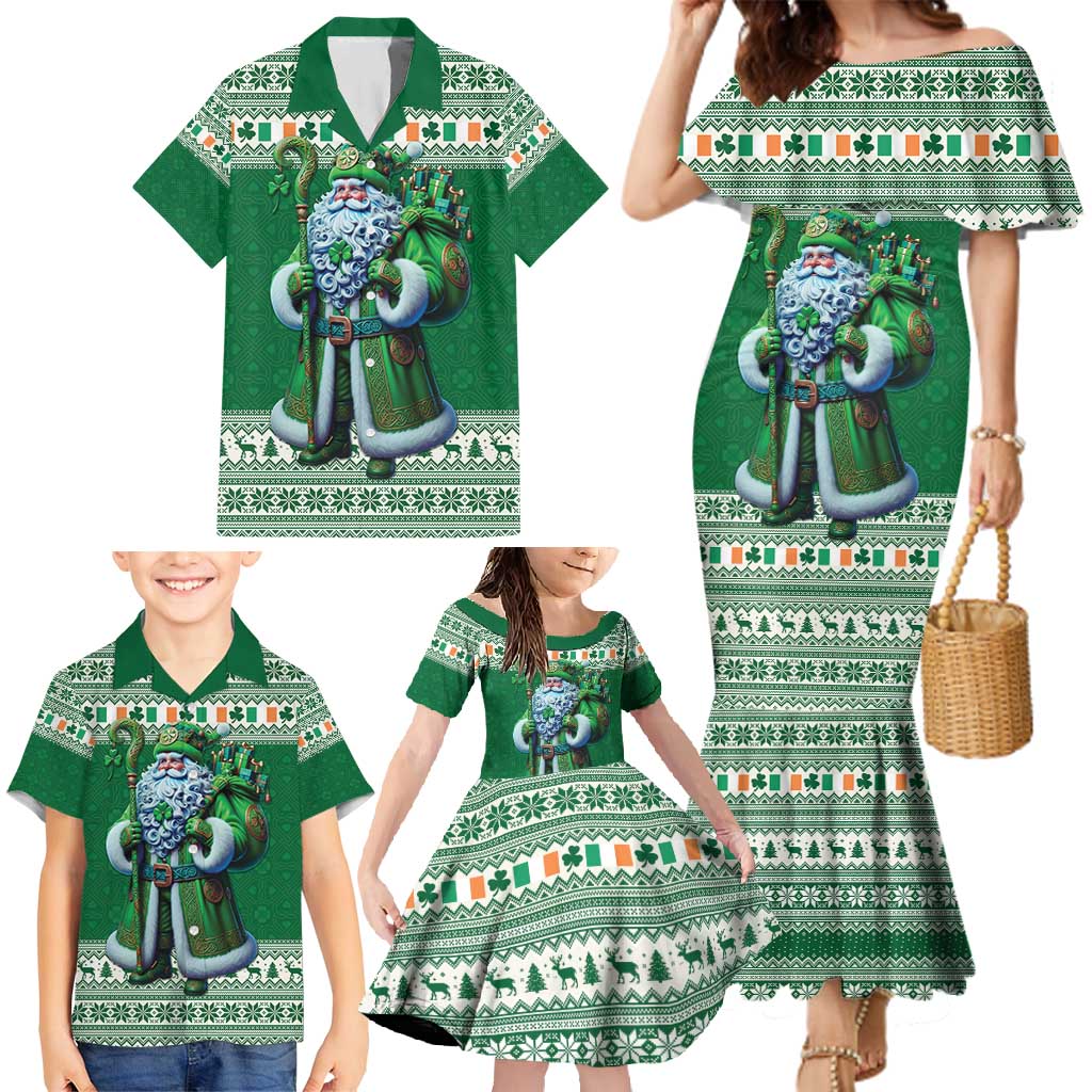 Ireland Christmas Family Matching Mermaid Dress and Hawaiian Shirt Irish Santa Claus - Wonder Print Shop