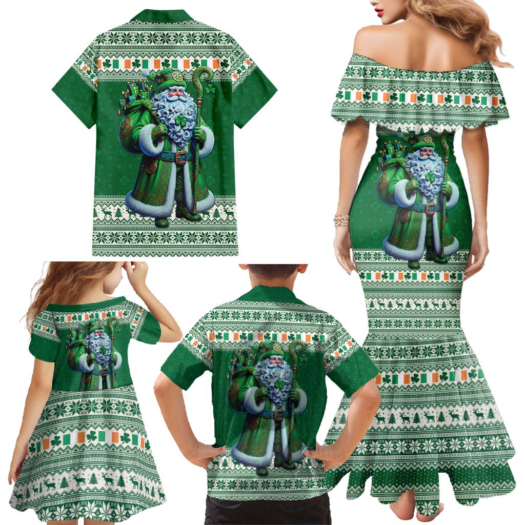 Ireland Christmas Family Matching Mermaid Dress and Hawaiian Shirt Irish Santa Claus - Wonder Print Shop