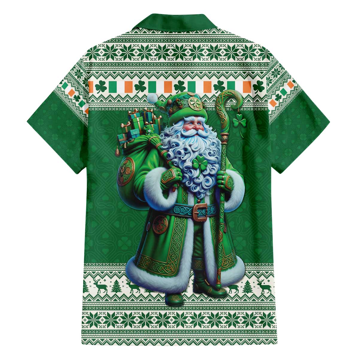 Ireland Christmas Family Matching Off The Shoulder Long Sleeve Dress and Hawaiian Shirt Irish Santa Claus - Wonder Print Shop