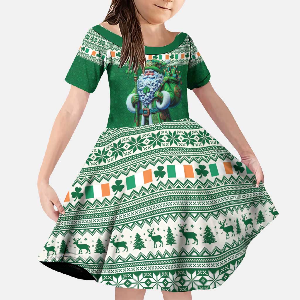 Ireland Christmas Family Matching Off Shoulder Maxi Dress and Hawaiian Shirt Irish Santa Claus - Wonder Print Shop