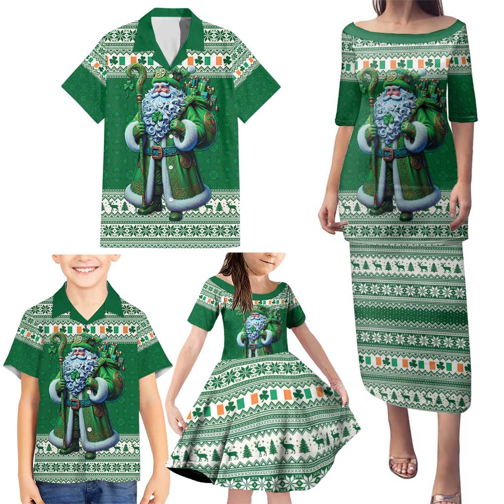 Ireland Christmas Family Matching Puletasi and Hawaiian Shirt Irish Santa Claus - Wonder Print Shop