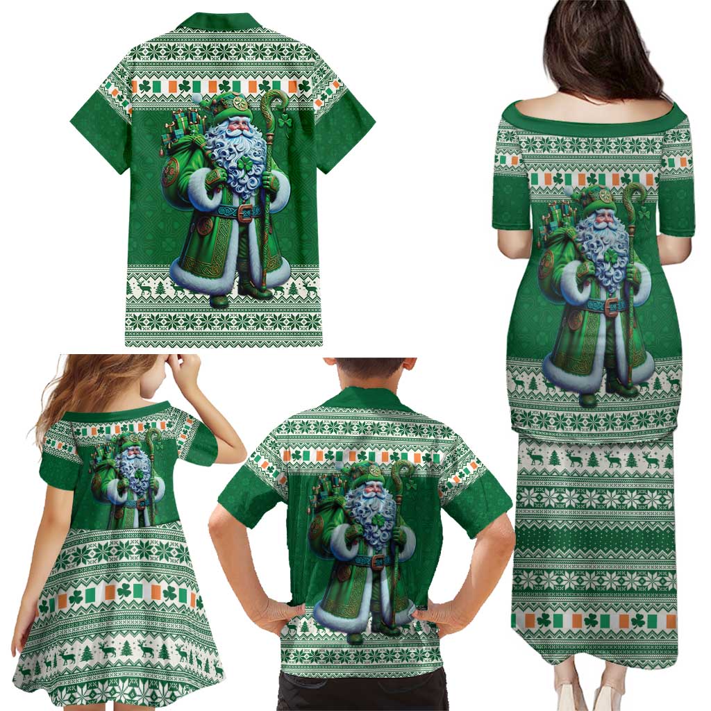 Ireland Christmas Family Matching Puletasi and Hawaiian Shirt Irish Santa Claus - Wonder Print Shop