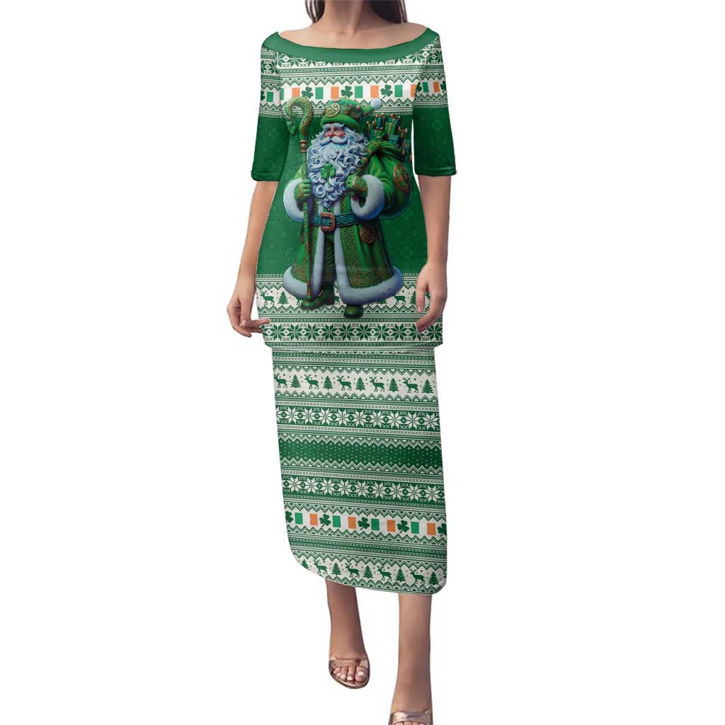 Ireland Christmas Family Matching Puletasi and Hawaiian Shirt Irish Santa Claus - Wonder Print Shop