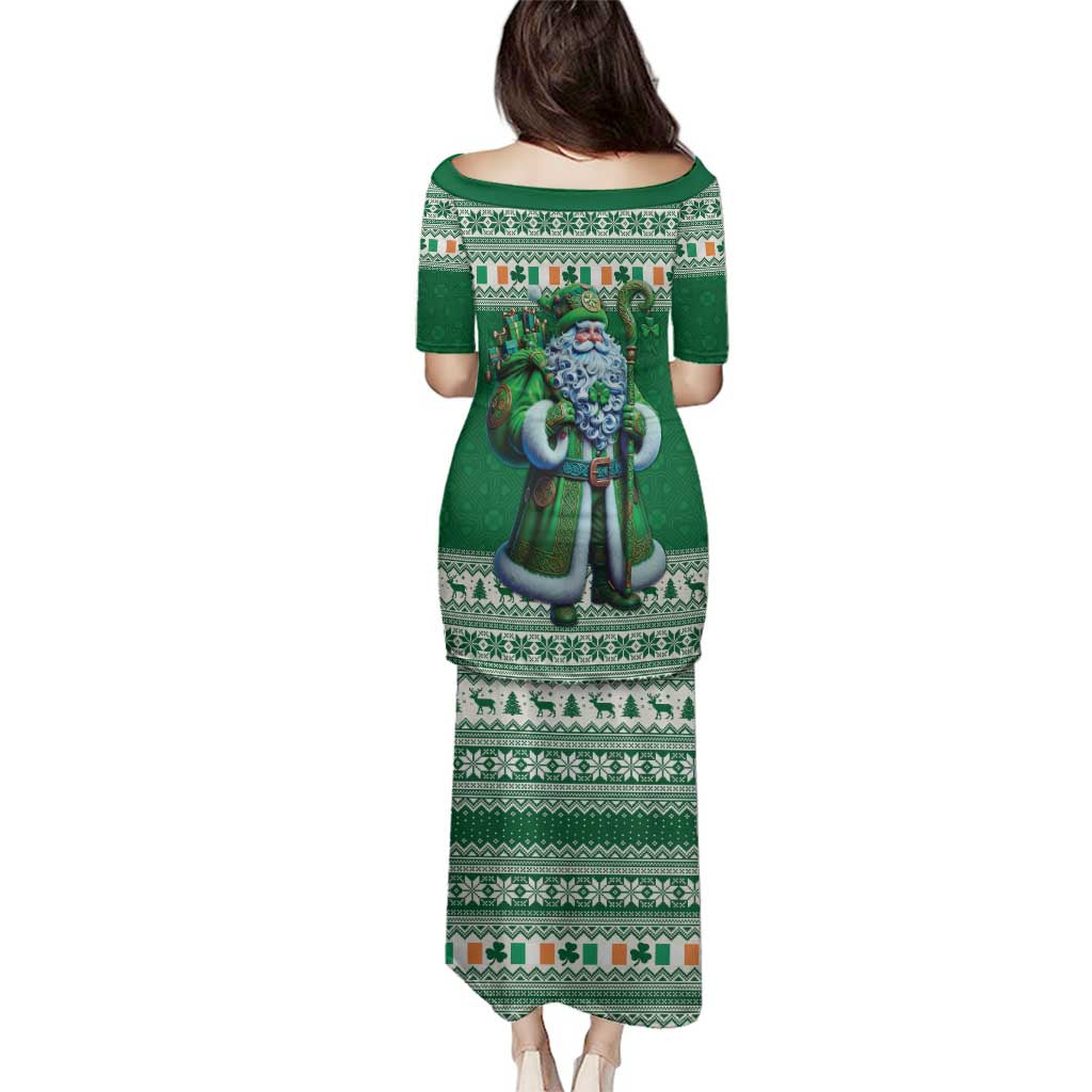 Ireland Christmas Family Matching Puletasi and Hawaiian Shirt Irish Santa Claus - Wonder Print Shop