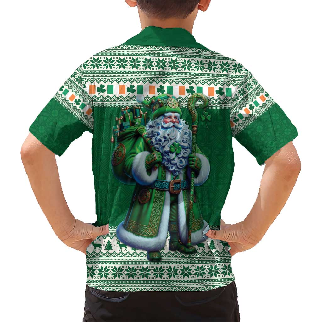 Ireland Christmas Family Matching Short Sleeve Bodycon Dress and Hawaiian Shirt Irish Santa Claus - Wonder Print Shop