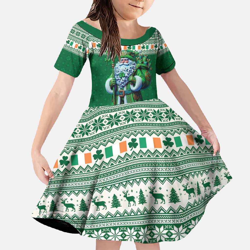 Ireland Christmas Family Matching Short Sleeve Bodycon Dress and Hawaiian Shirt Irish Santa Claus - Wonder Print Shop