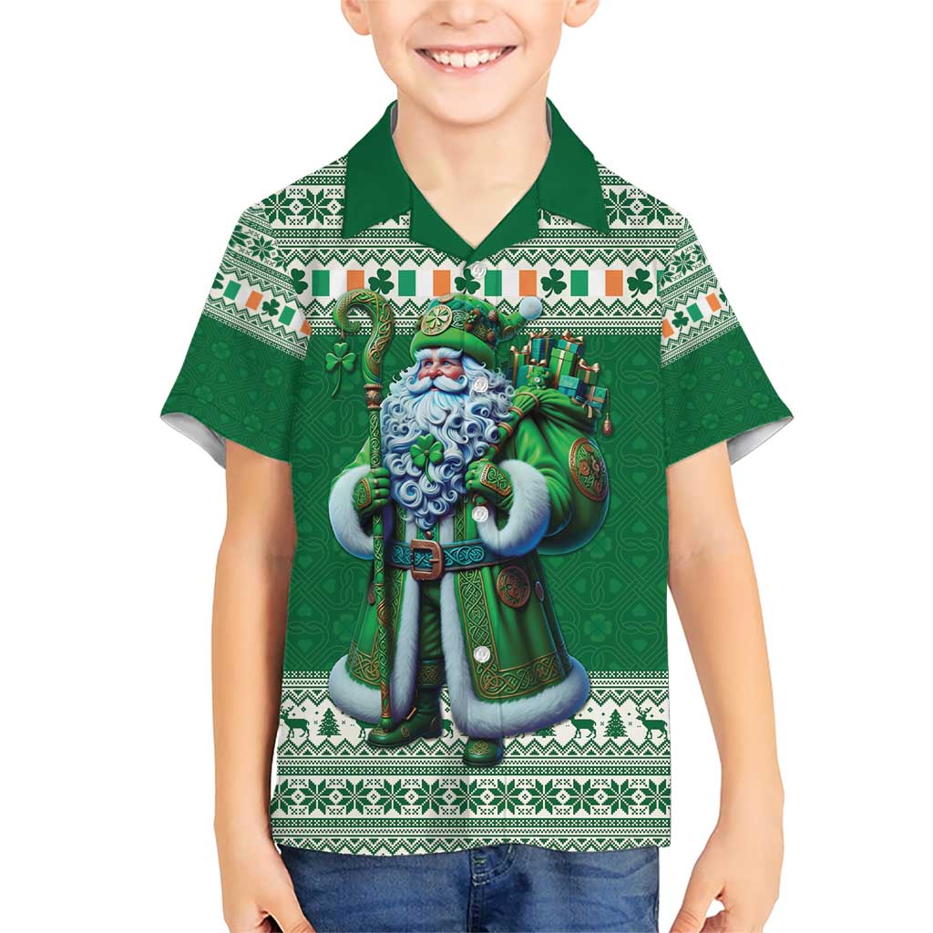 Ireland Christmas Family Matching Short Sleeve Bodycon Dress and Hawaiian Shirt Irish Santa Claus - Wonder Print Shop