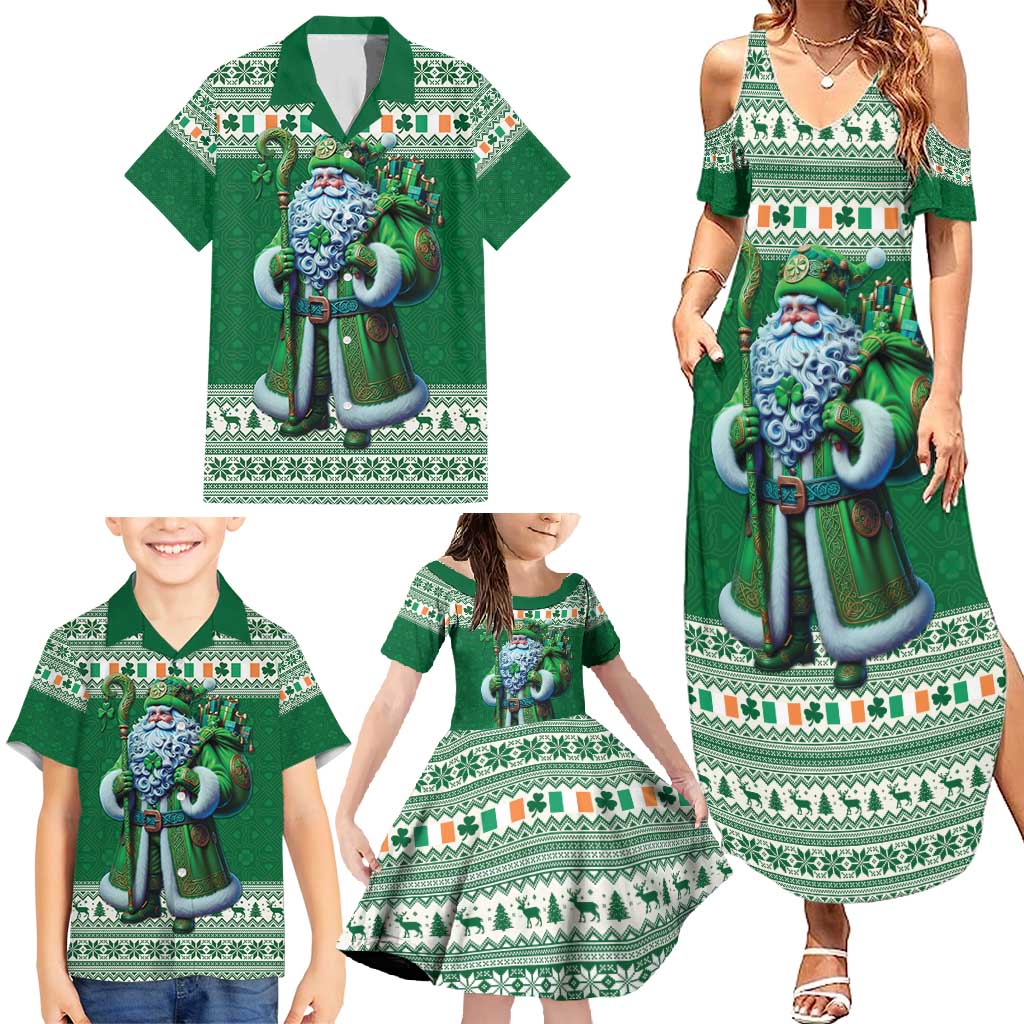 Ireland Christmas Family Matching Summer Maxi Dress and Hawaiian Shirt Irish Santa Claus - Wonder Print Shop