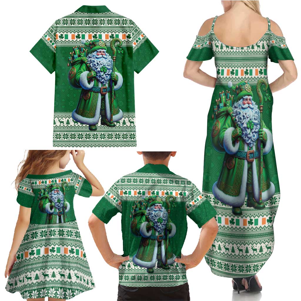 Ireland Christmas Family Matching Summer Maxi Dress and Hawaiian Shirt Irish Santa Claus - Wonder Print Shop