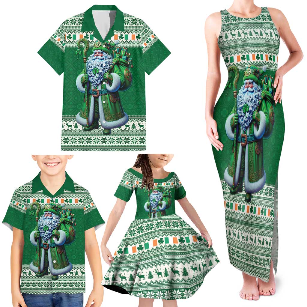 Ireland Christmas Family Matching Tank Maxi Dress and Hawaiian Shirt Irish Santa Claus - Wonder Print Shop