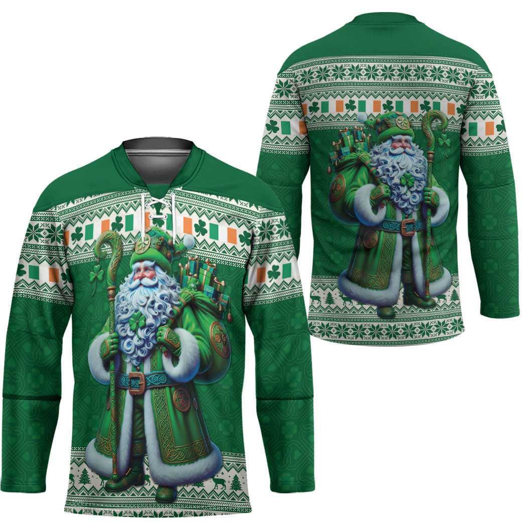 Ireland Christmas Hockey Jersey Irish Santa Claus - Wonder Print Shop