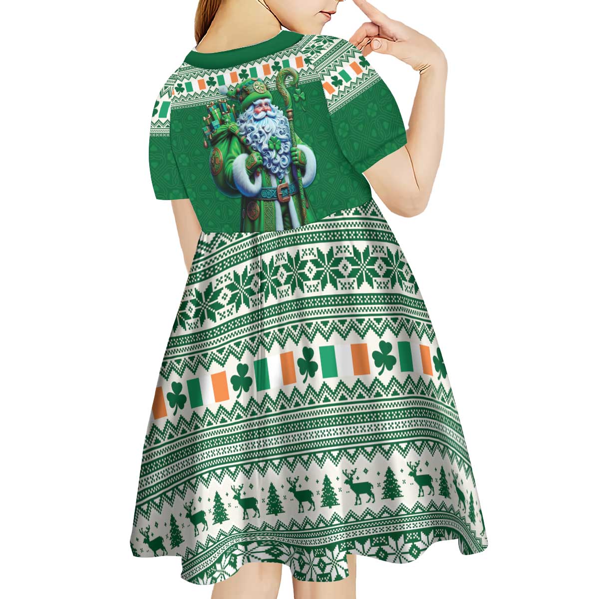 Ireland Christmas Kid Short Sleeve Dress Irish Santa Claus - Wonder Print Shop