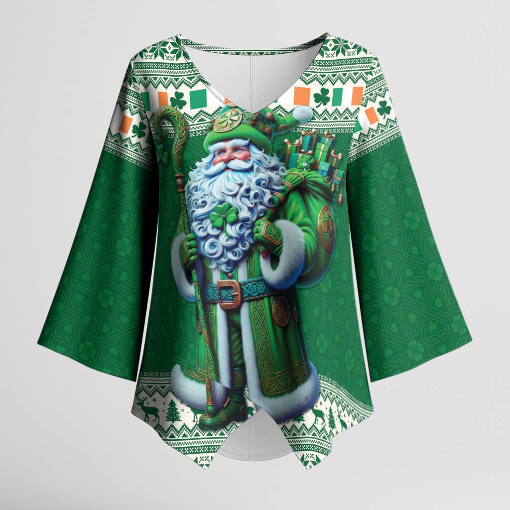 Ireland Christmas Kimono Sleeve Blouse Irish Santa Claus - Wonder Print Shop