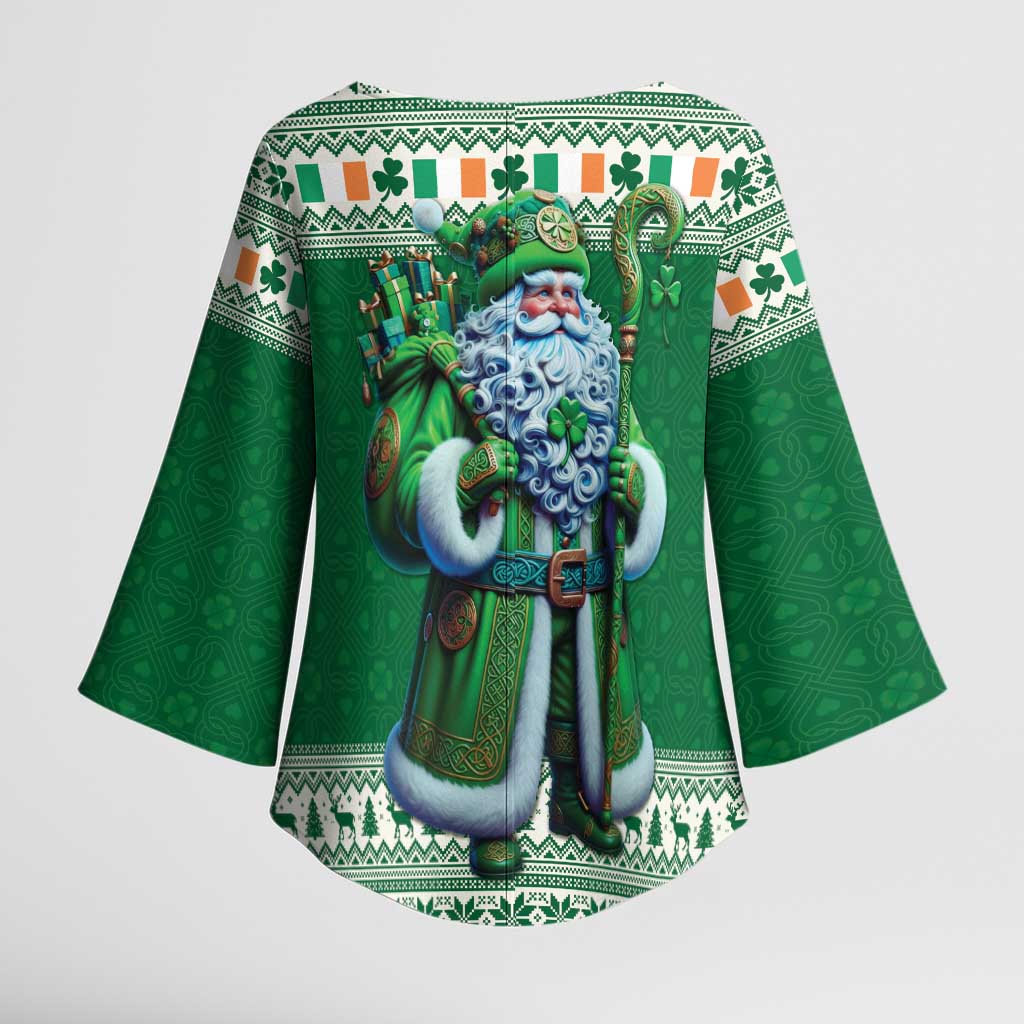 Ireland Christmas Kimono Sleeve Blouse Irish Santa Claus - Wonder Print Shop