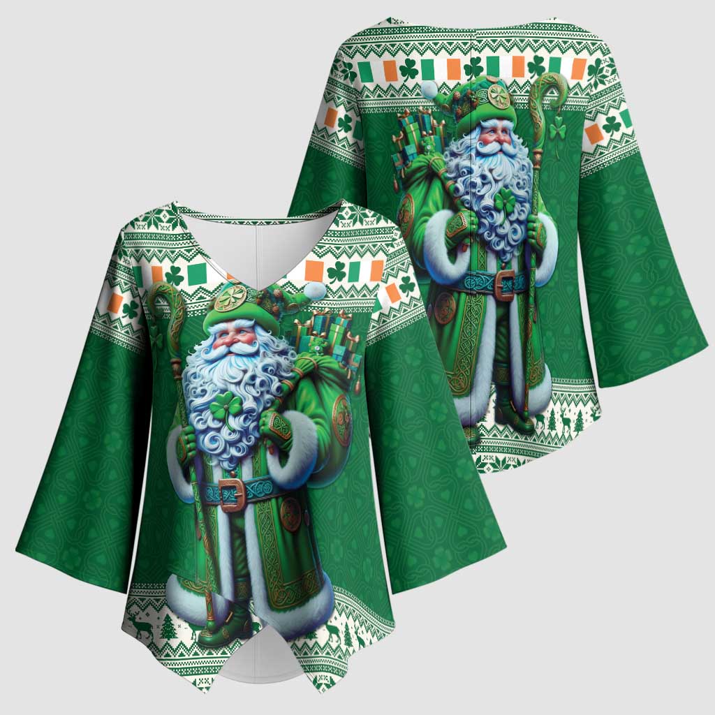 Ireland Christmas Kimono Sleeve Blouse Irish Santa Claus - Wonder Print Shop