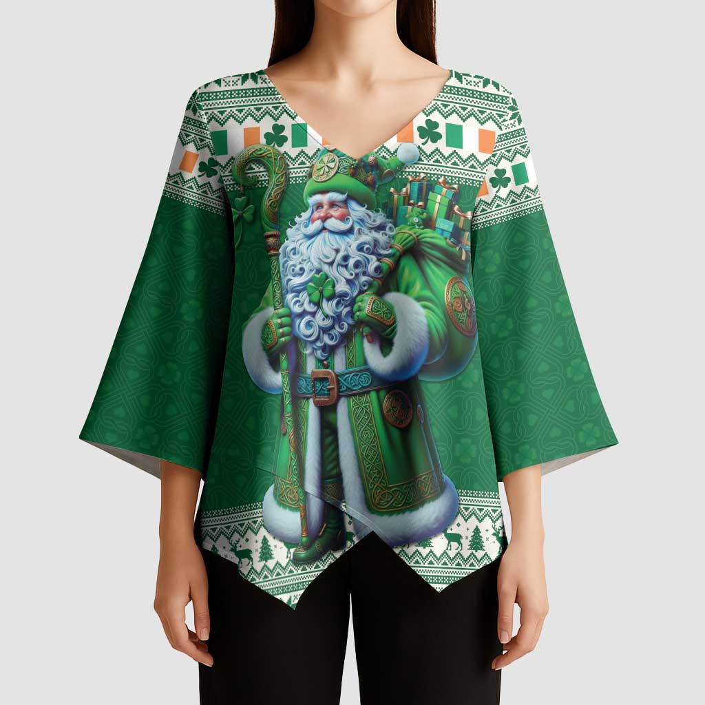 Ireland Christmas Kimono Sleeve Blouse Irish Santa Claus - Wonder Print Shop