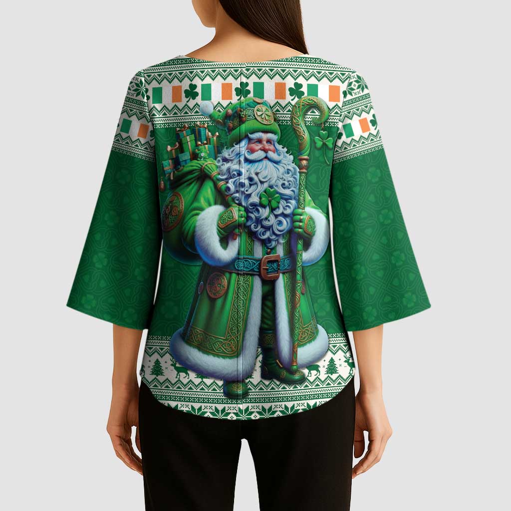 Ireland Christmas Kimono Sleeve Blouse Irish Santa Claus - Wonder Print Shop