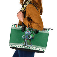 Ireland Christmas Leather Tote Bag Irish Santa Claus - Wonder Print Shop