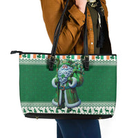 Ireland Christmas Leather Tote Bag Irish Santa Claus - Wonder Print Shop
