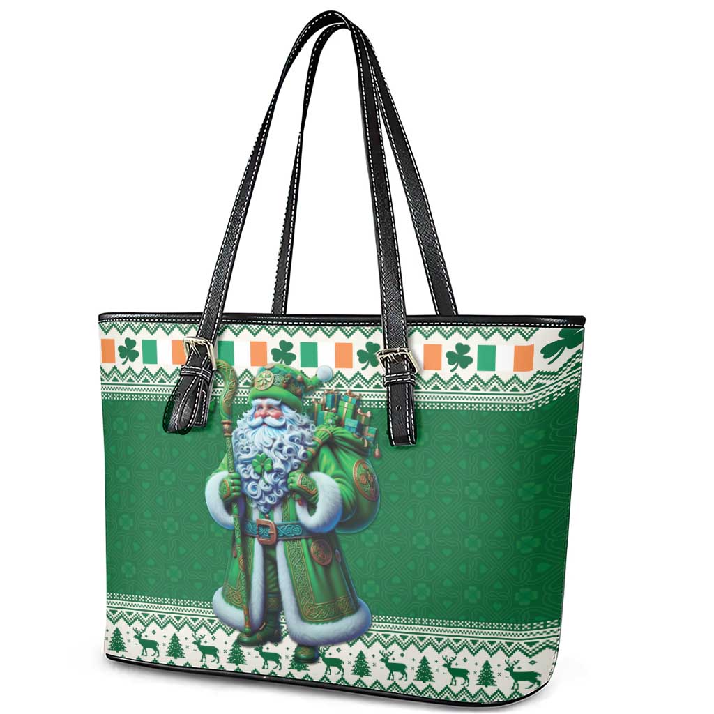 Ireland Christmas Leather Tote Bag Irish Santa Claus - Wonder Print Shop