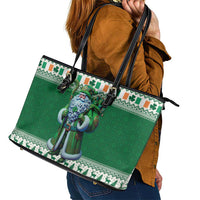 Ireland Christmas Leather Tote Bag Irish Santa Claus - Wonder Print Shop