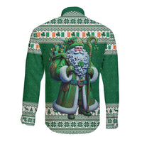 Ireland Christmas Long Sleeve Button Shirt Irish Santa Claus - Wonder Print Shop