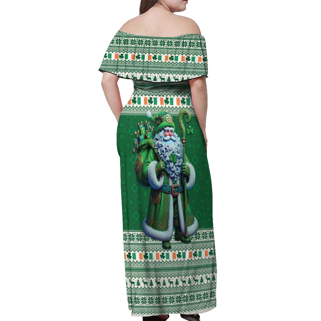 Ireland Christmas Off Shoulder Maxi Dress Irish Santa Claus - Wonder Print Shop