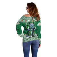 Ireland Christmas Off Shoulder Sweater Irish Santa Claus - Wonder Print Shop