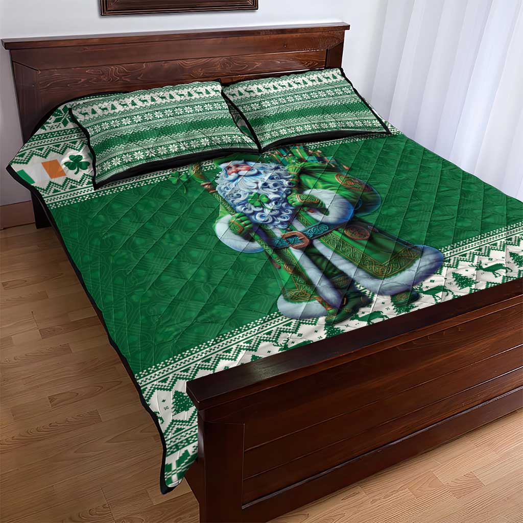 Ireland Christmas Quilt Bed Set Irish Santa Claus - Wonder Print Shop