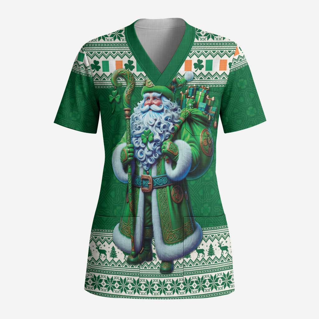 Ireland Christmas Scrub Top Irish Santa Claus - Wonder Print Shop