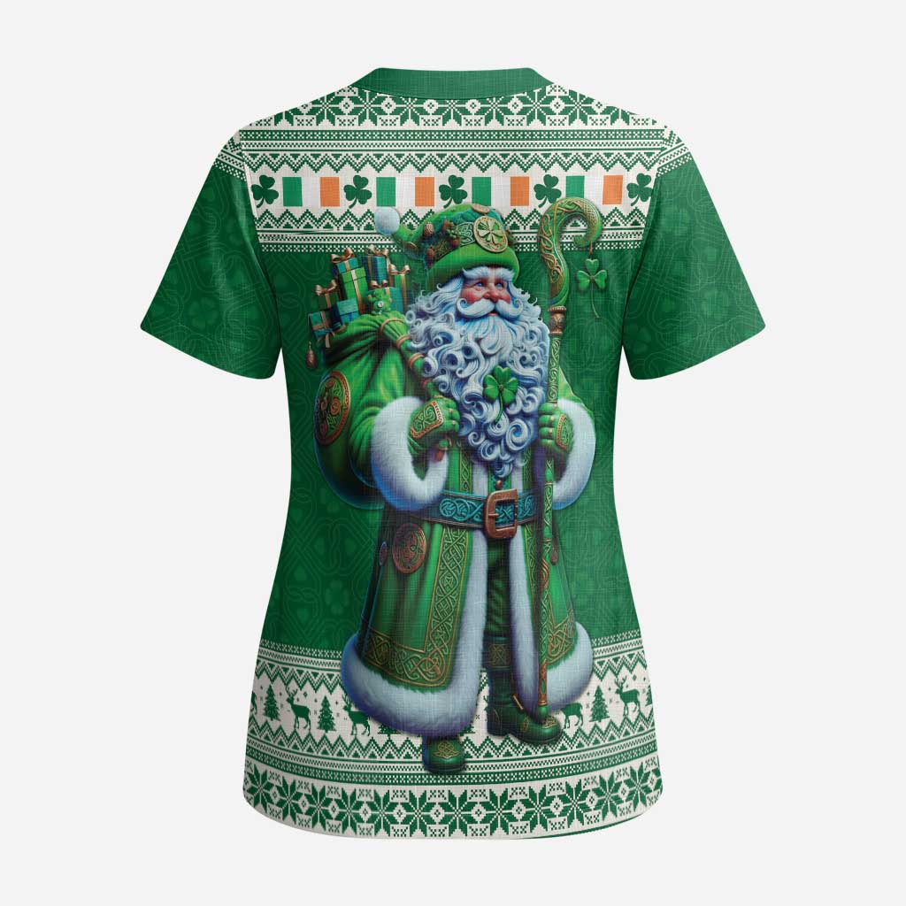 Ireland Christmas Scrub Top Irish Santa Claus - Wonder Print Shop
