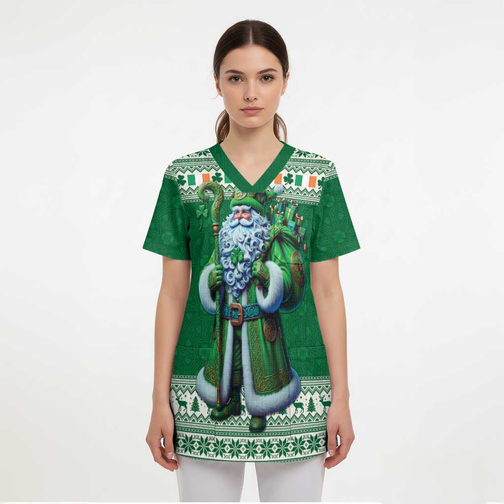 Ireland Christmas Scrub Top Irish Santa Claus - Wonder Print Shop