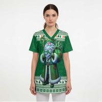 Ireland Christmas Scrub Top Irish Santa Claus - Wonder Print Shop