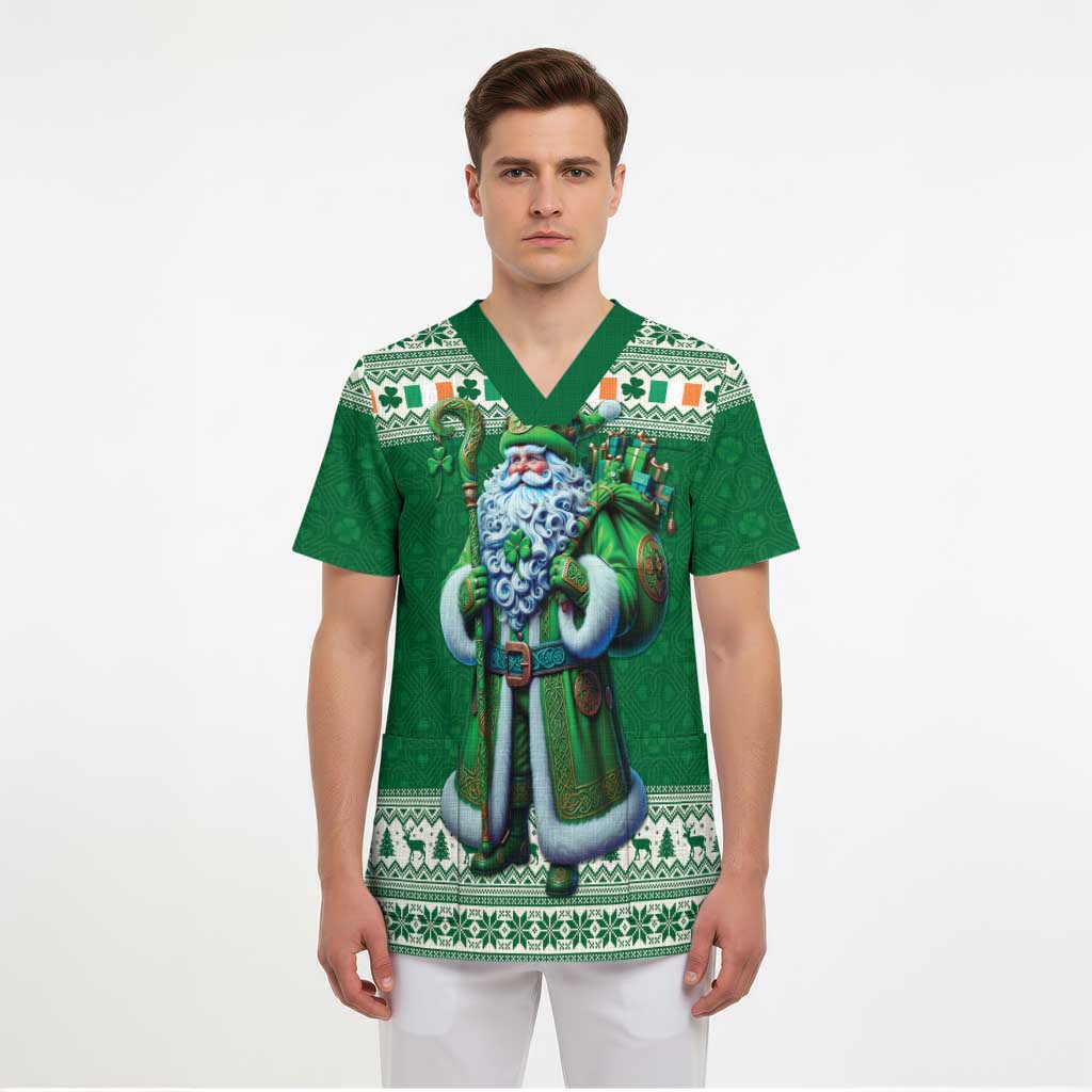 Ireland Christmas Scrub Top Irish Santa Claus - Wonder Print Shop