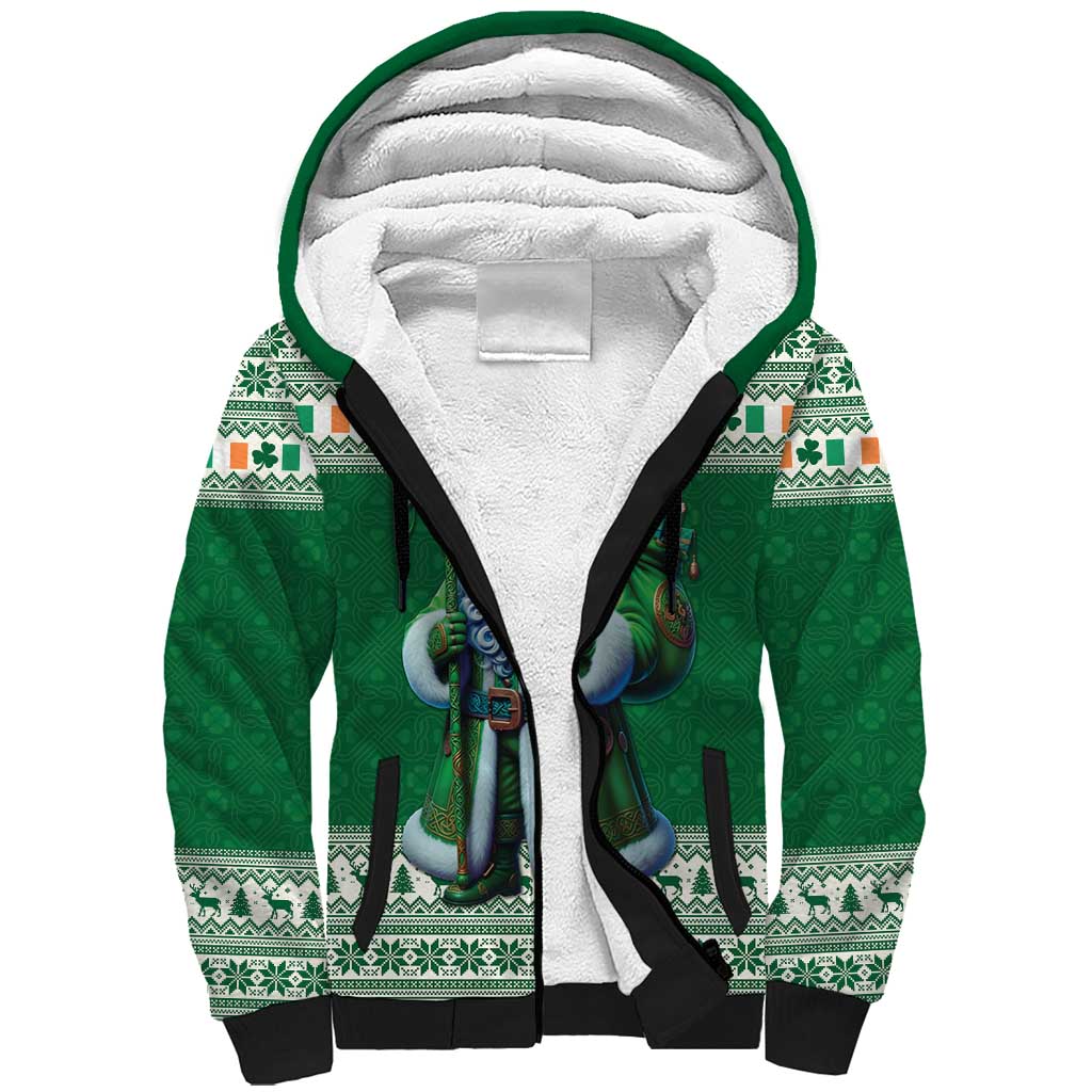 Ireland Christmas Sherpa Hoodie Irish Santa Claus - Wonder Print Shop