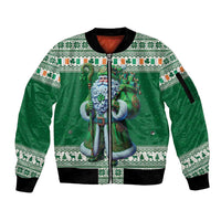 Ireland Christmas Sleeve Zip Bomber Jacket Irish Santa Claus - Wonder Print Shop