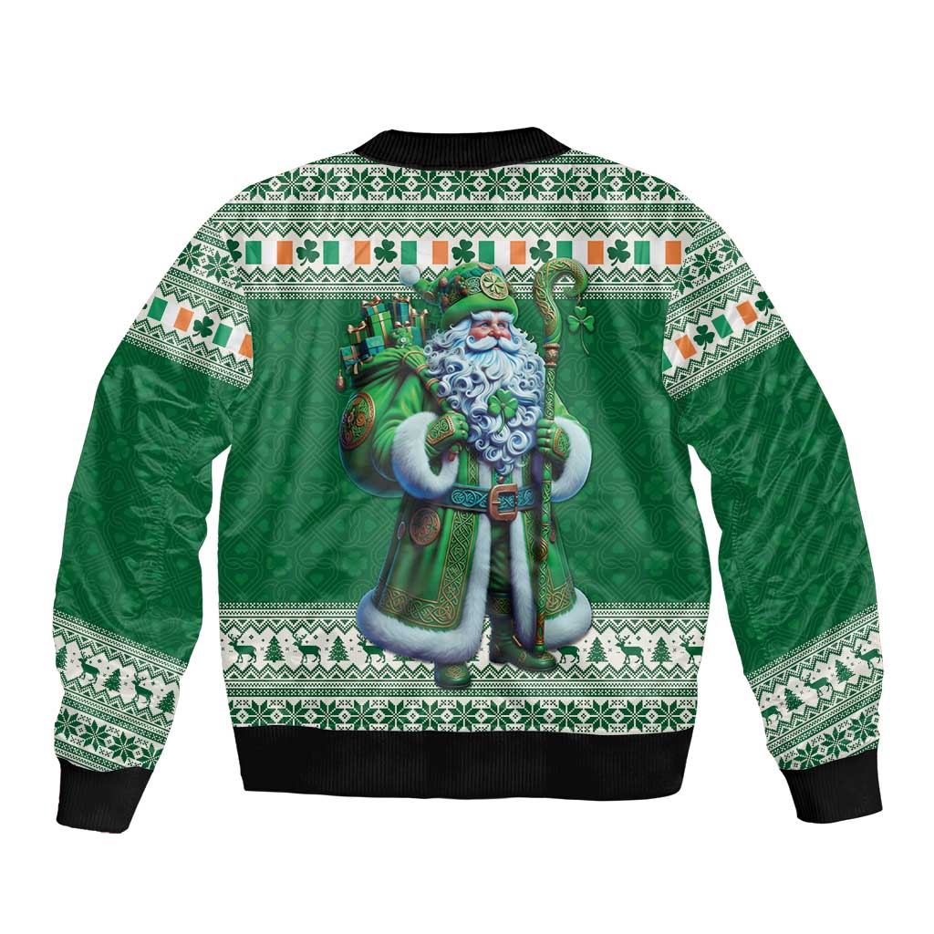 Ireland Christmas Sleeve Zip Bomber Jacket Irish Santa Claus - Wonder Print Shop