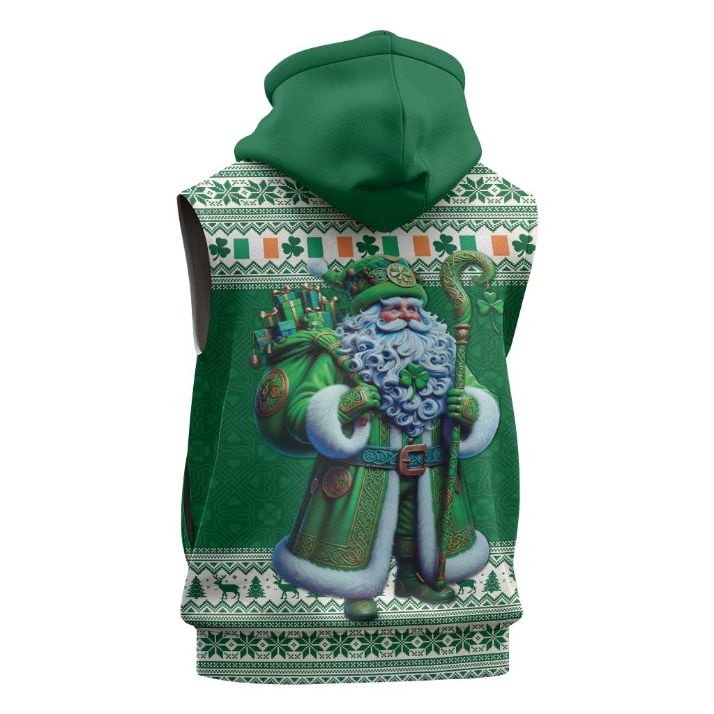 Ireland Christmas Sleeveless Hoodie Irish Santa Claus - Wonder Print Shop