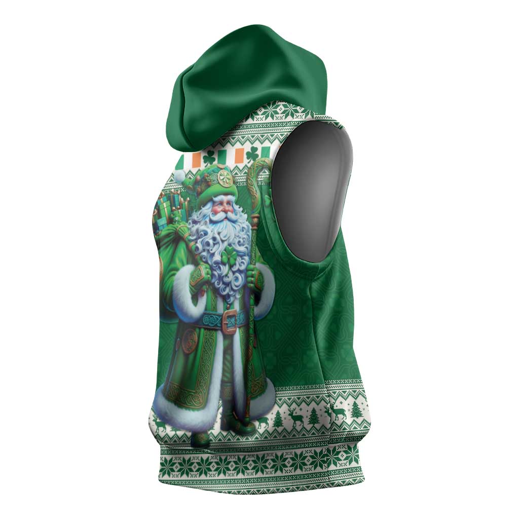 Ireland Christmas Sleeveless Hoodie Irish Santa Claus - Wonder Print Shop