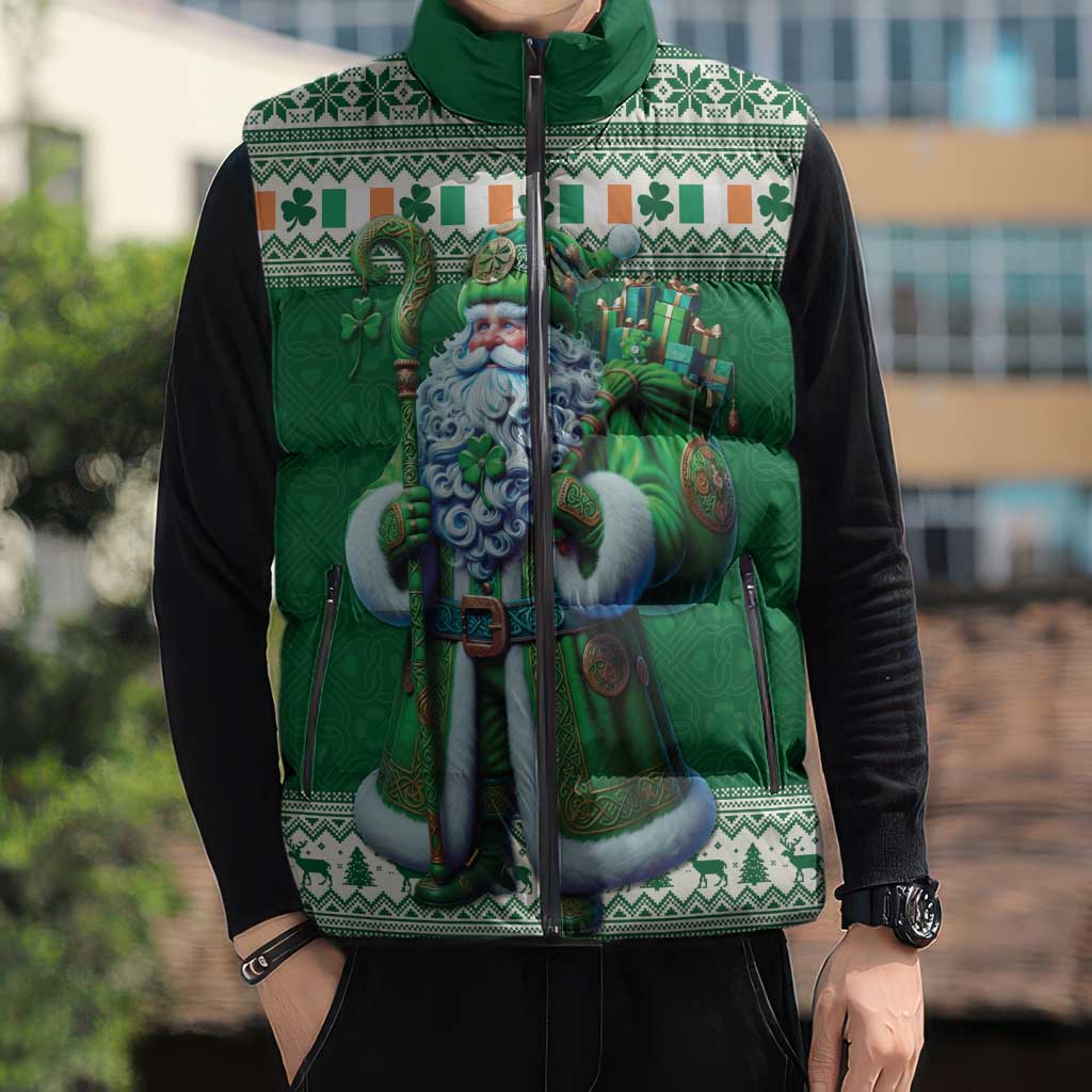 Ireland Christmas Sleeveless Puffer Jacket Irish Santa Claus - Wonder Print Shop