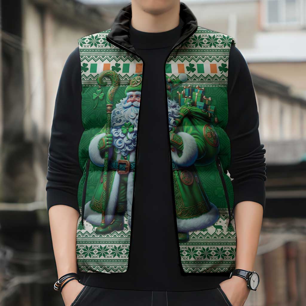 Ireland Christmas Sleeveless Puffer Jacket Irish Santa Claus - Wonder Print Shop