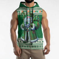 Ireland Christmas Sleeveless Zip Hoodie Irish Santa Claus - Wonder Print Shop
